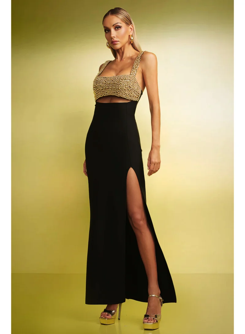 Bella Barnett Katty High Slit Sleeveless Bandage Maxi Dress